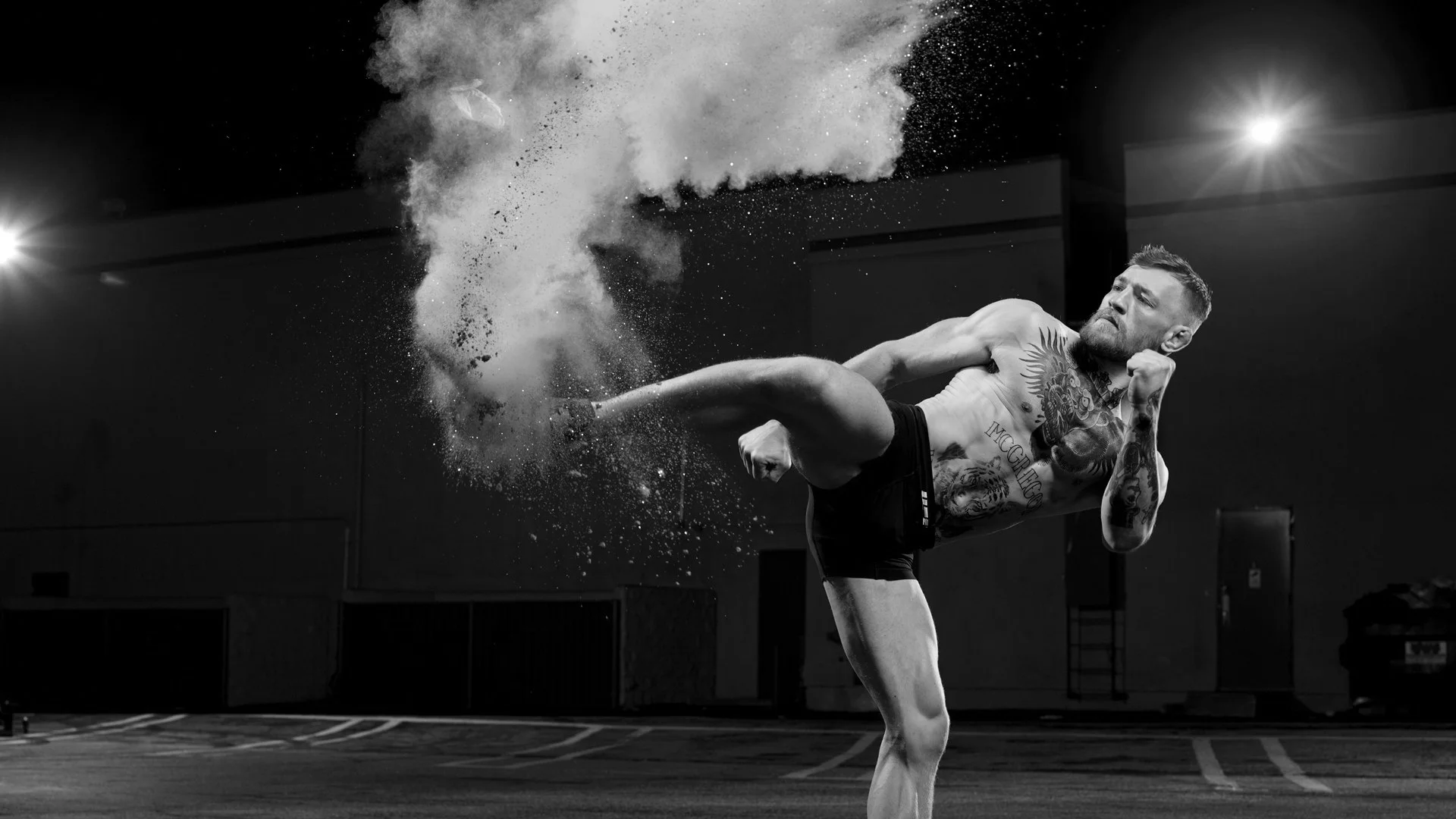 Conor McGregor kicking the dust