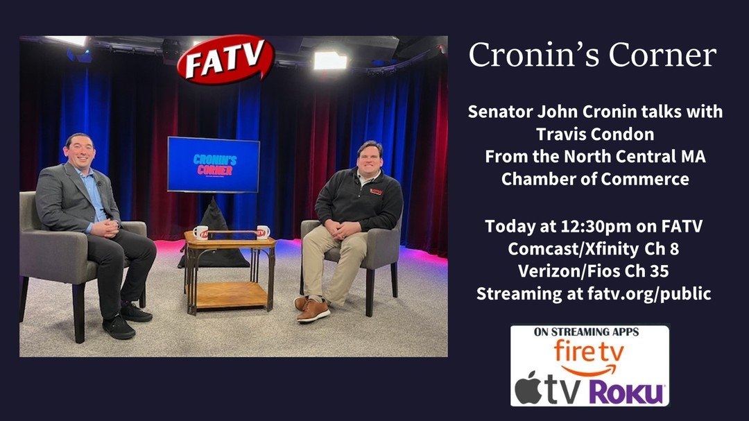 Cronin's Corner on FATV 
Today at 12:30pm on:
Comcast/Xfinity Ch 8
Verizon/Fios Ch 35
Streaming at fatv.org/public
@johncronin_ma @ncm_chamber