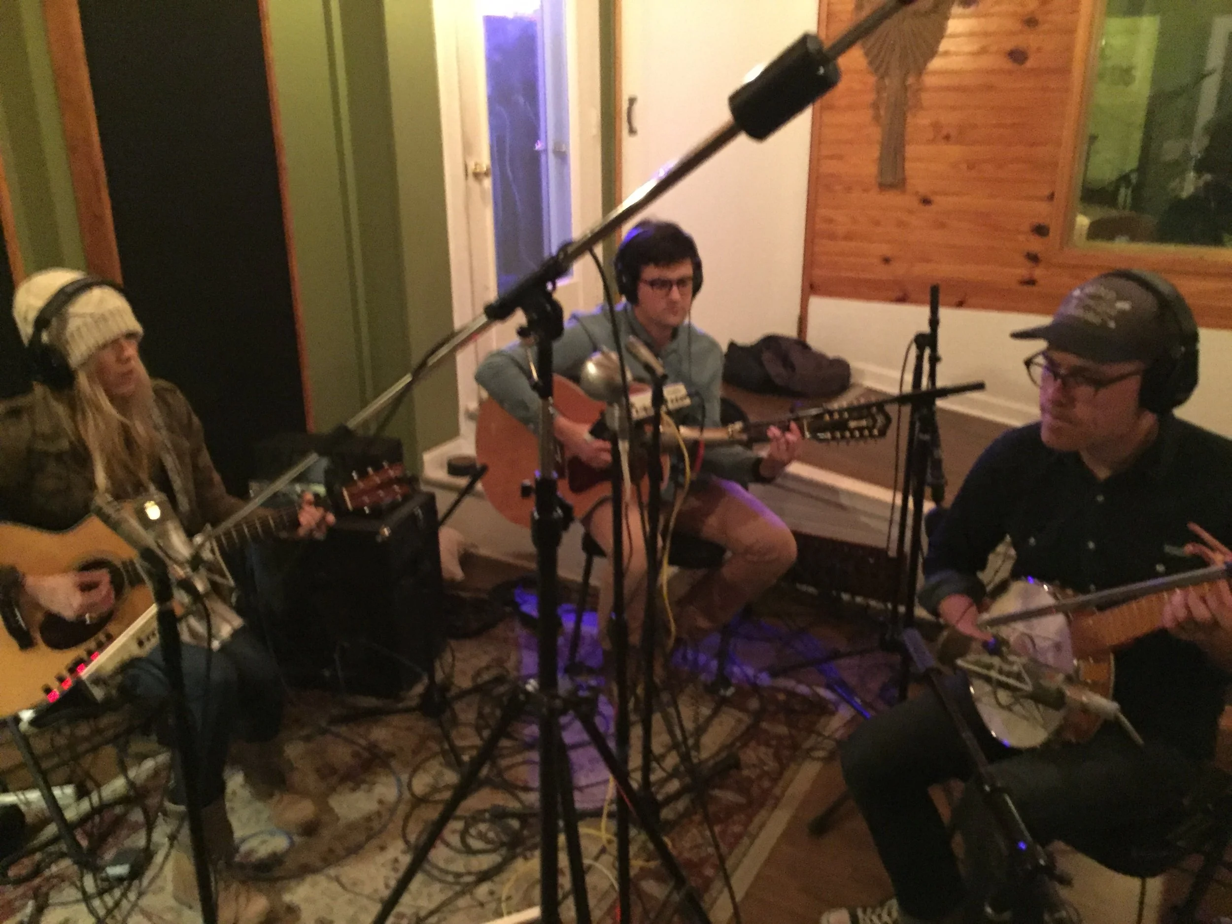 In the studio recording with my brother, Ben Bannister, and one of my producers, Ben Shive.