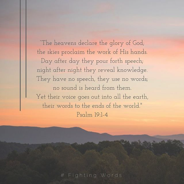 VERSE OF THE DAY The heavens declare the glory of God; the skies proclaim  the work of his hands. Day after day they…