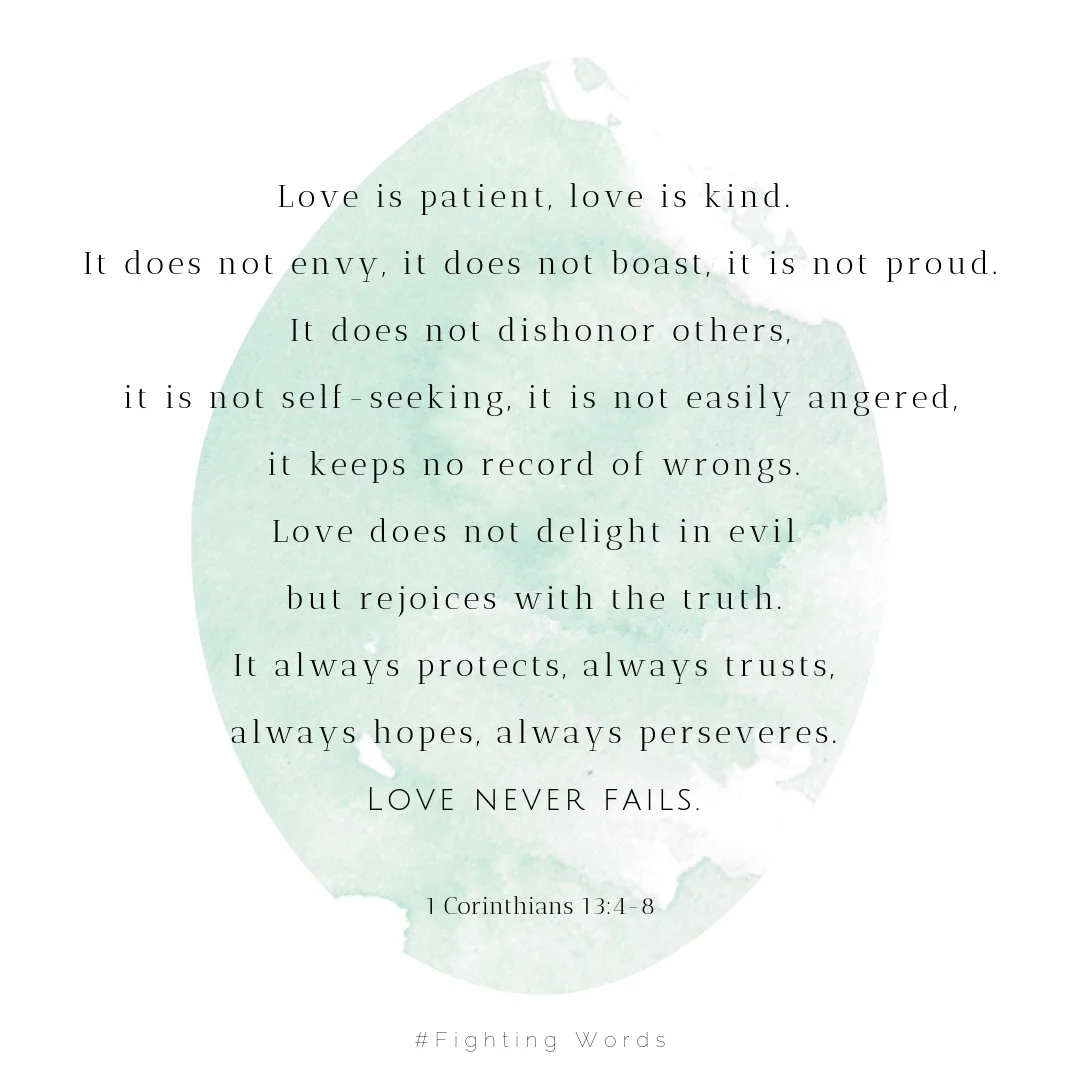 Love is patient, love is kind. It does not envy, it does not boast, it is not proud. It does not dishonor others, it is not self-seeking, it is not easily angered, it keeps no record of wrongs. Love does not delight .jpeg