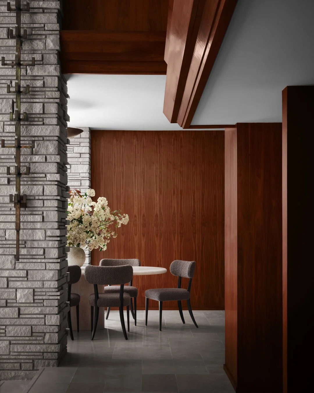 Restoration of wood, stone, and original custom fixtures. Replacing the worn and tired with a touch of new and relevant. And executing at the highest level of craft and integrity as if Goodwin Steinberg himself was looking over our shoulder.

Interio