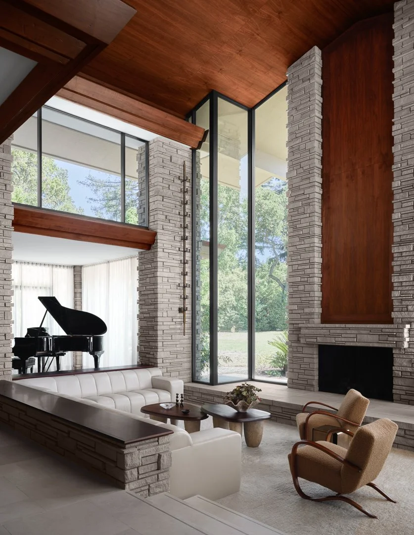 Remodeled living room of Atherton home designed by Goodwin Steinberg