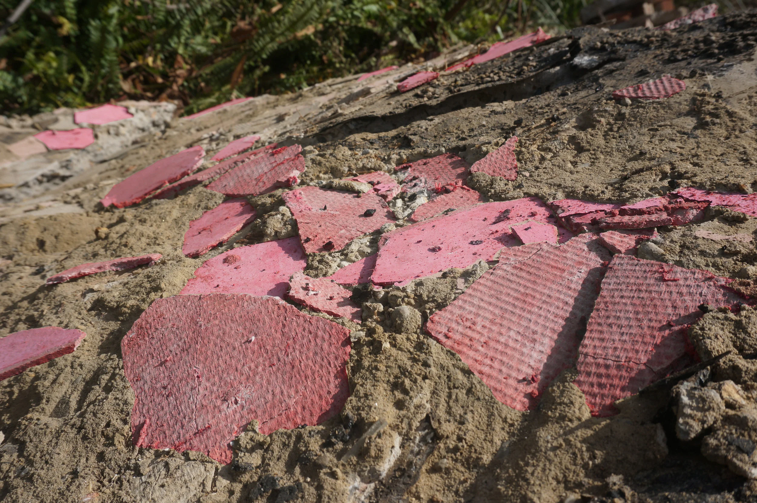 Asbestos sheeting can easily be recognised by the wafflle patern on its underside.