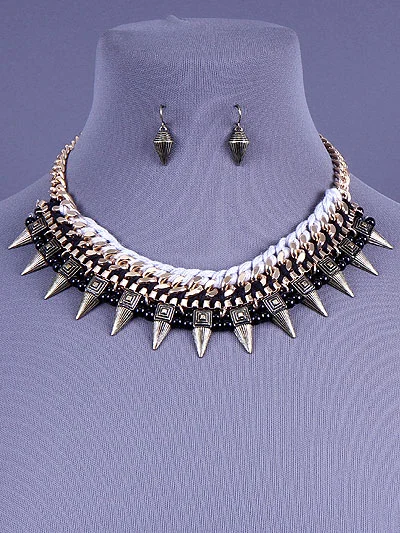 Epoxy Spiked Necklace and Earrings