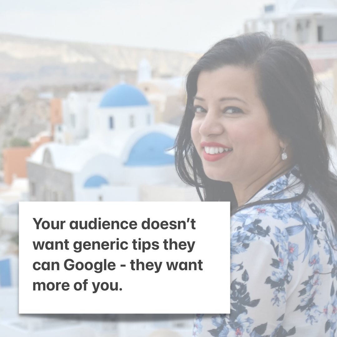 Your audience doesn&rsquo;t want generic &ldquo;tips&rdquo;  that they can google - they want more of YOU.

YOU are the secret sauce in your business.

And the reason why you aren&rsquo;t having dream clients reach out to you from your content is bec