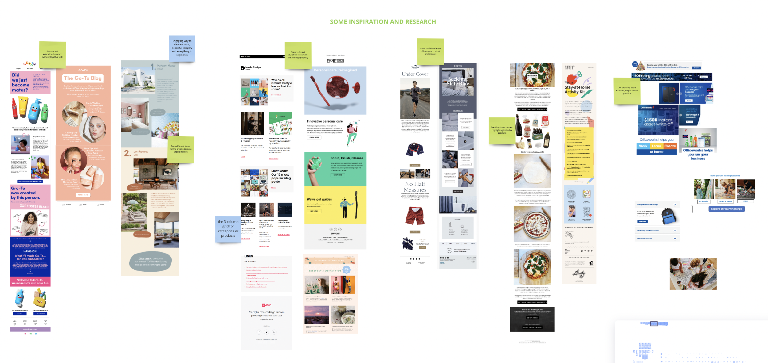 Inspiration and research review, asking “what are the best in the biz doing?”