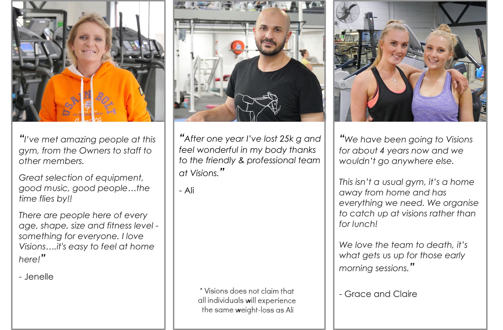 Visions Hawthorn's Gym Testimonials 1