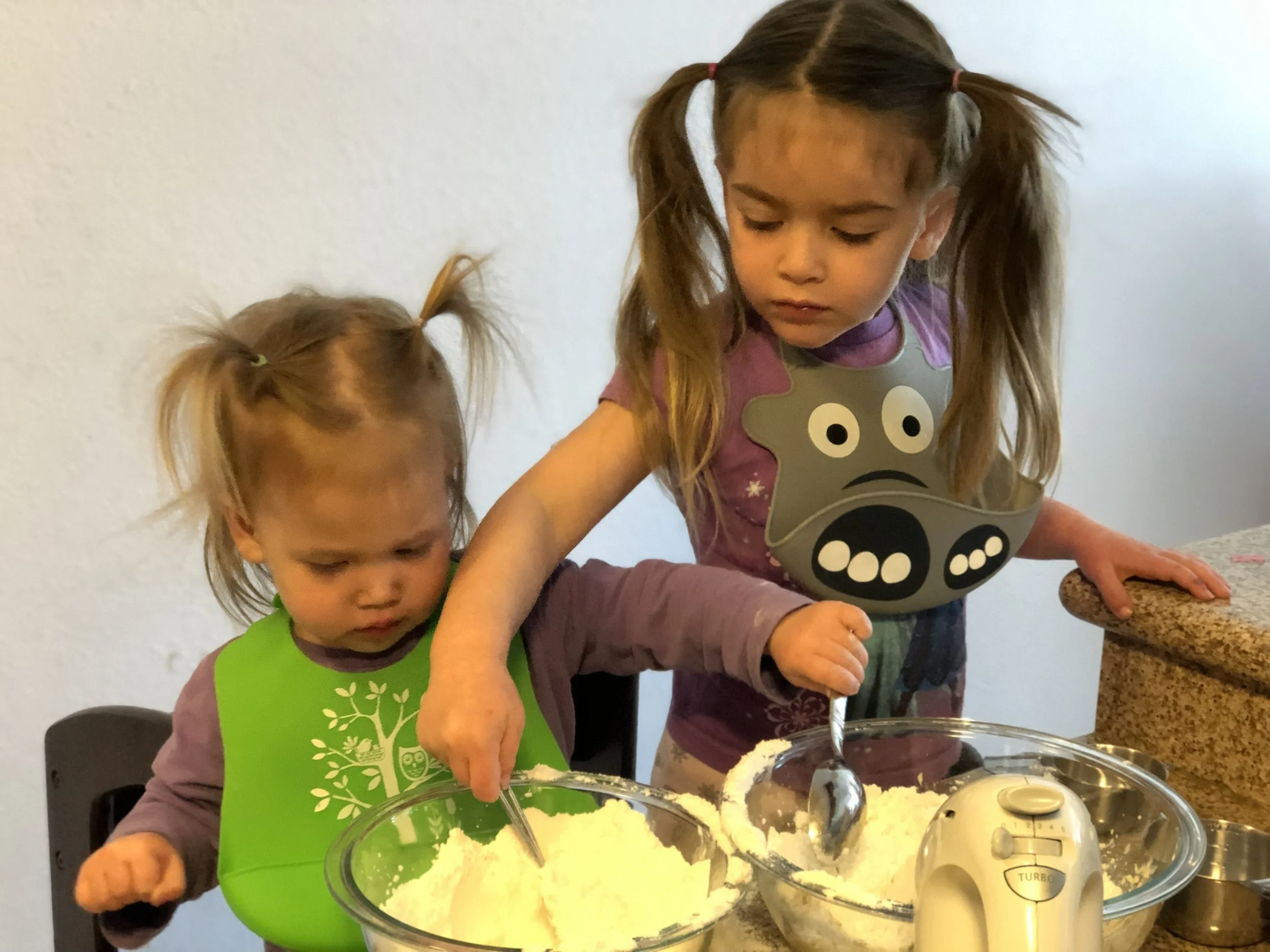 mixing the wet and dry ingredients in our no bake snacks