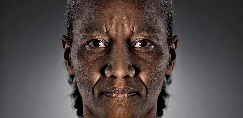 GABRIELLE GOLIATH Faces of people who may or may not be victims or perpetrators of domestic violence (Marcia), 2013 Pigment ink in cotton Baryta (Edition of 3) 68cm x 140cm