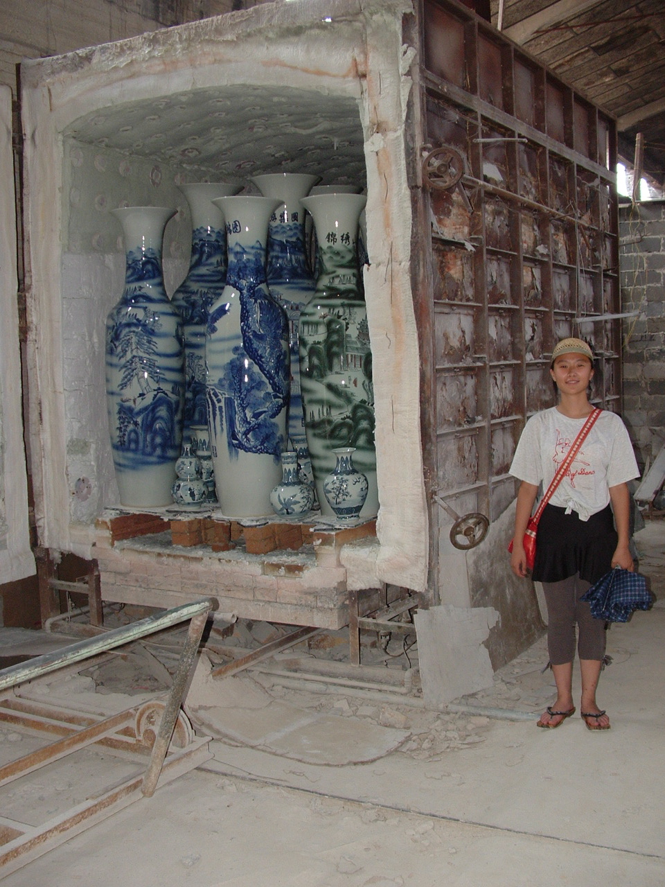  my guide, Baixu, and a kiln full of recently fired work 