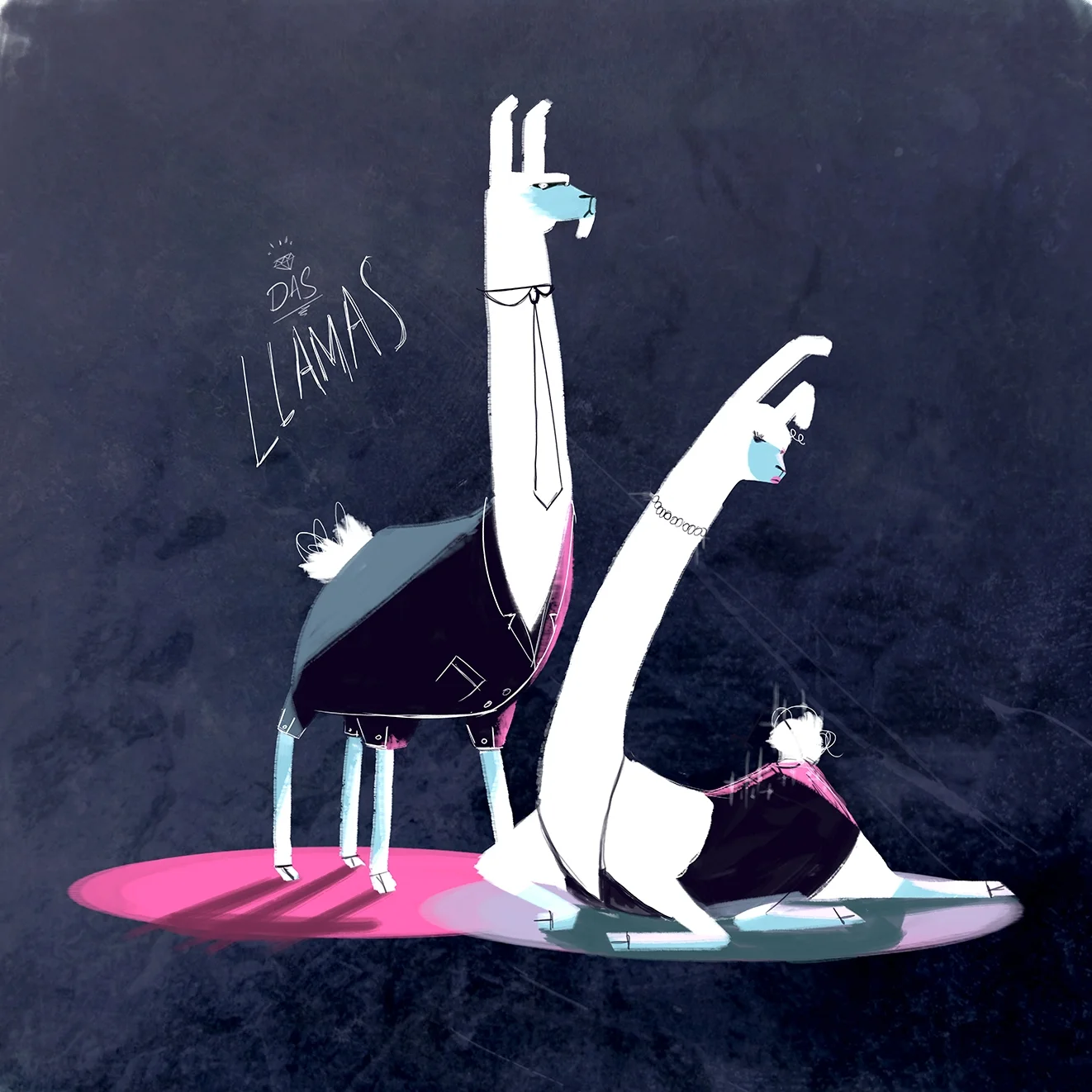 V-Energy: Llamas vs Alpacas. Production art.