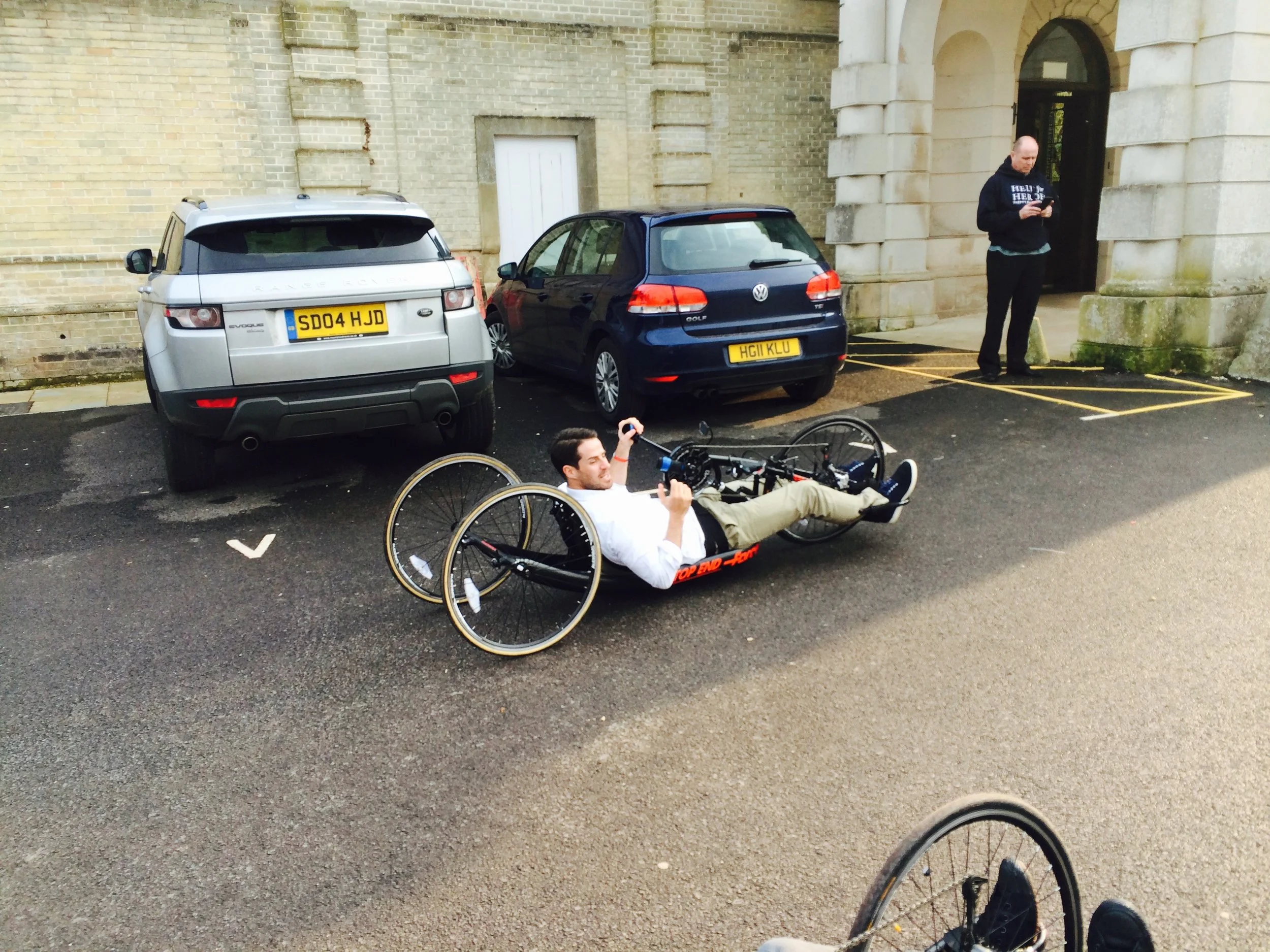  Jamie Redknapp trying out a handbike at Tedworth House 