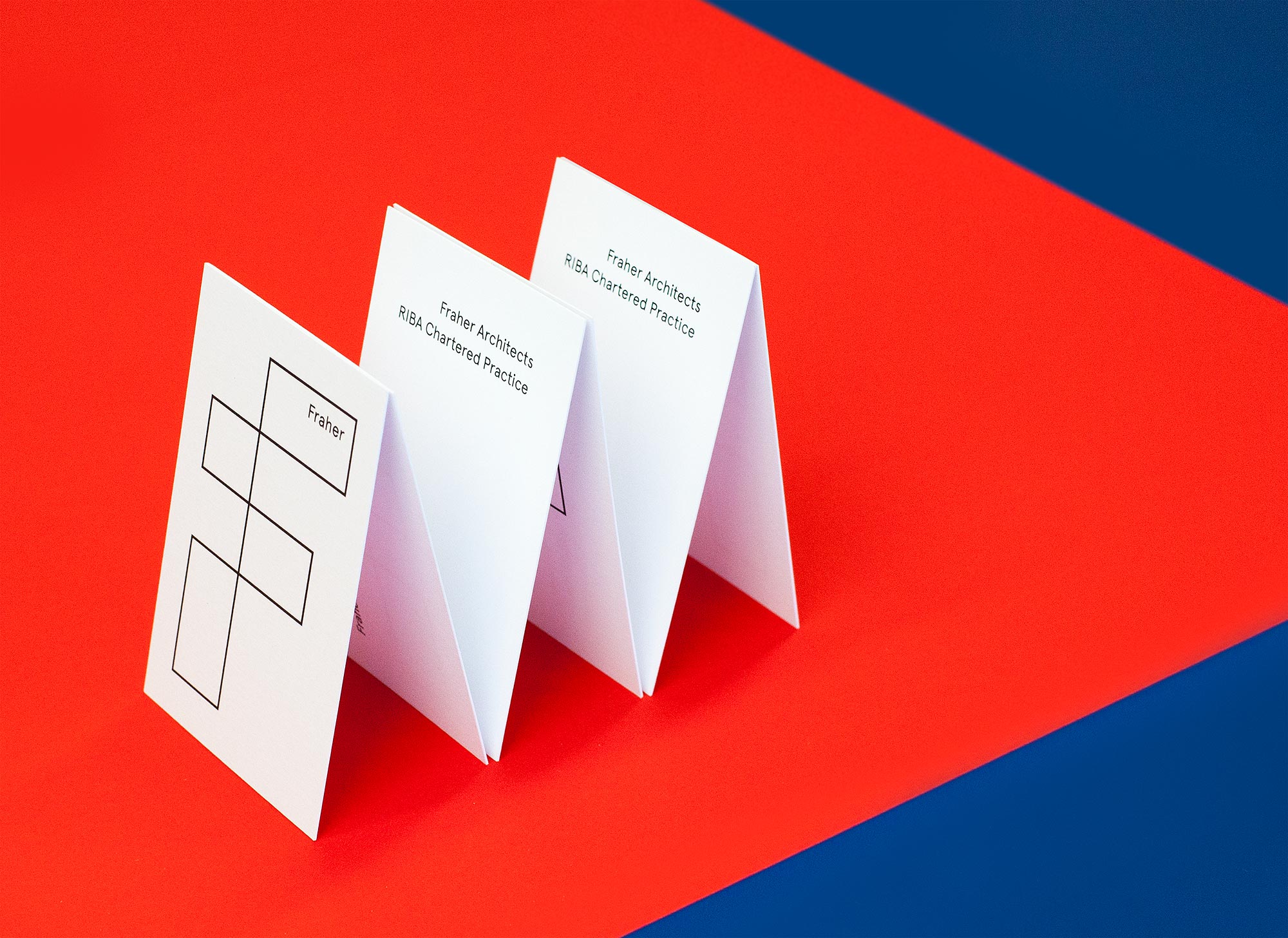 We created a logo based on the plan view of the letter F. The intersecting compartments create a simple graphic device for containing text, images and texture. 