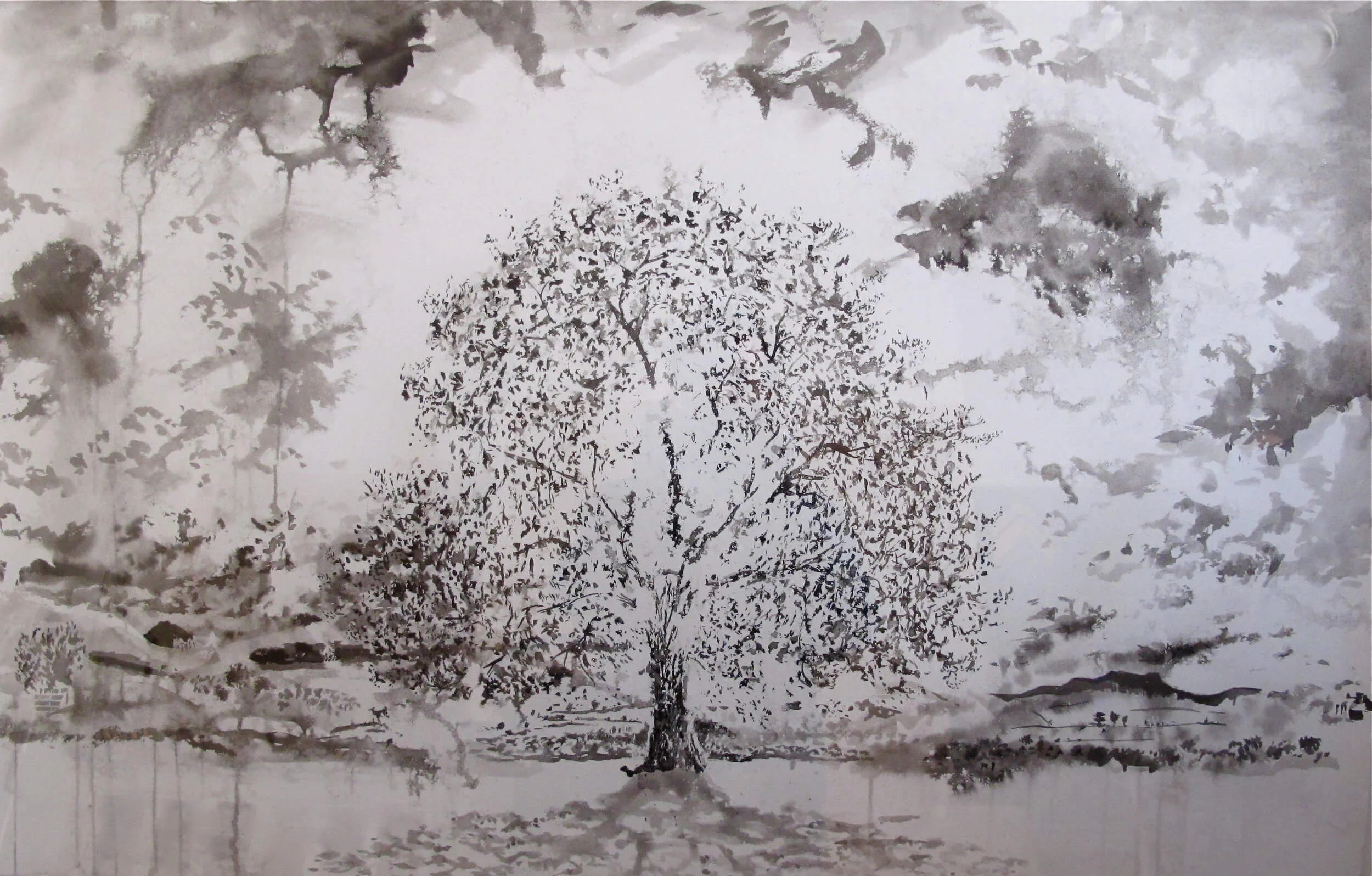 Oak Tree with Sunlight Lowther Park ( Ink on Paper ) 66 x 101 cm