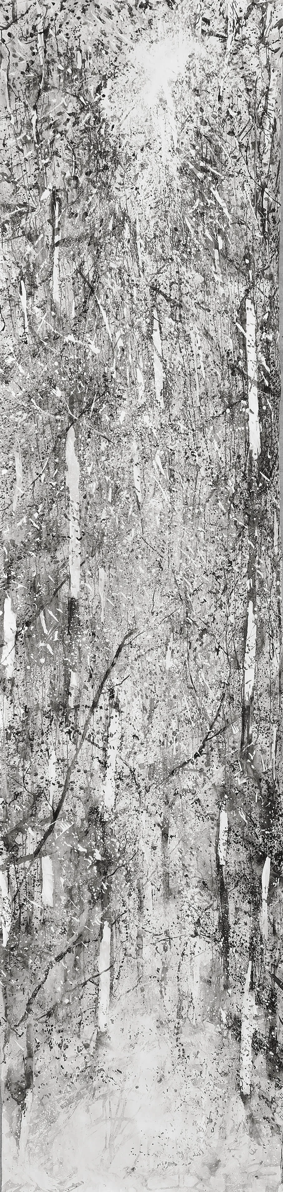 RHSK124 Descending Light in Tengudake Forest ( Ink on Paper ) 560 x 136 cm