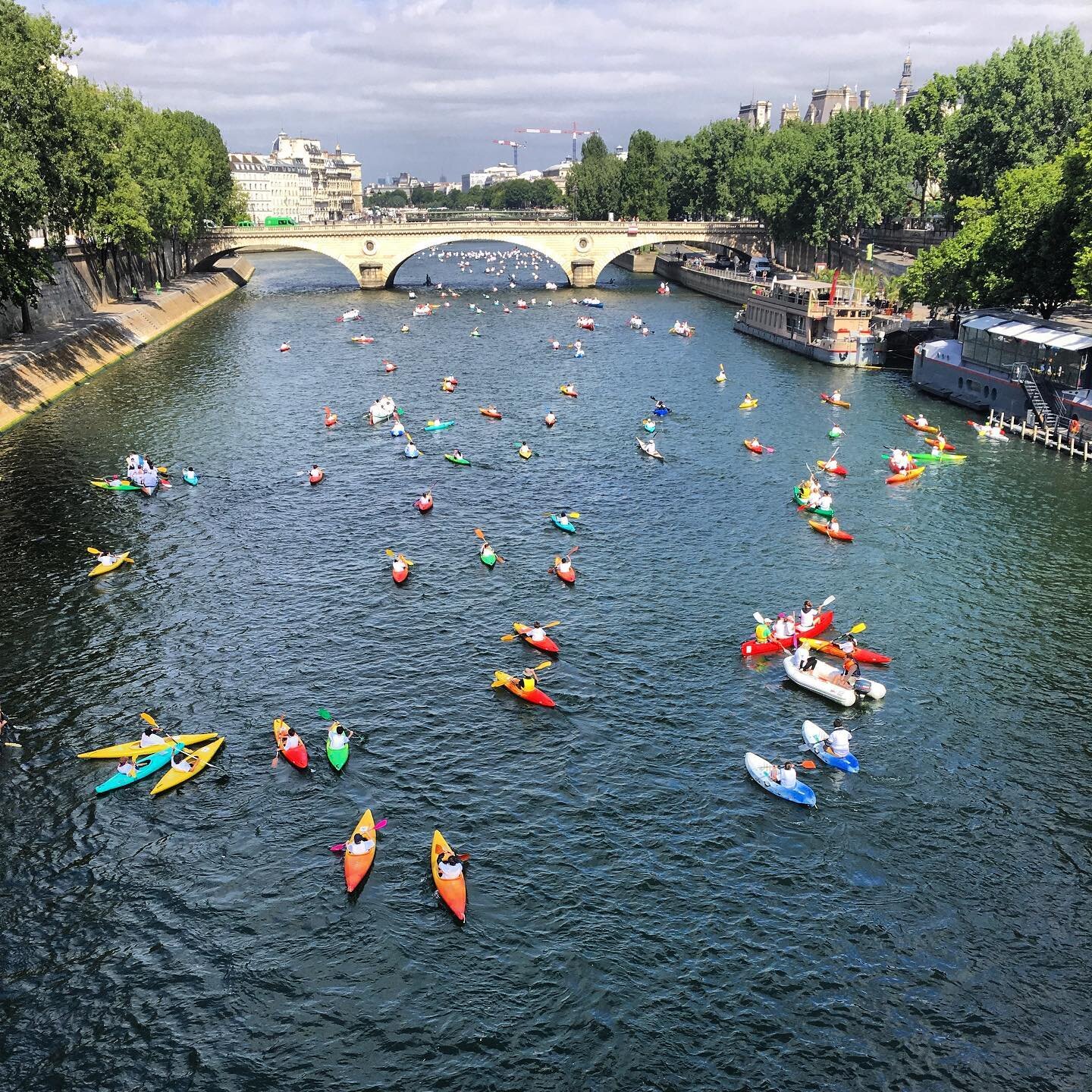 Over two days in June 2017, Paris City Hall put on a show of thirty- three Olympic sports. Command central was the Pont Alexandre III, in the heart of touristic Paris. The most colorful event was a flotilla of hundreds of kayaks and canoes paddling f