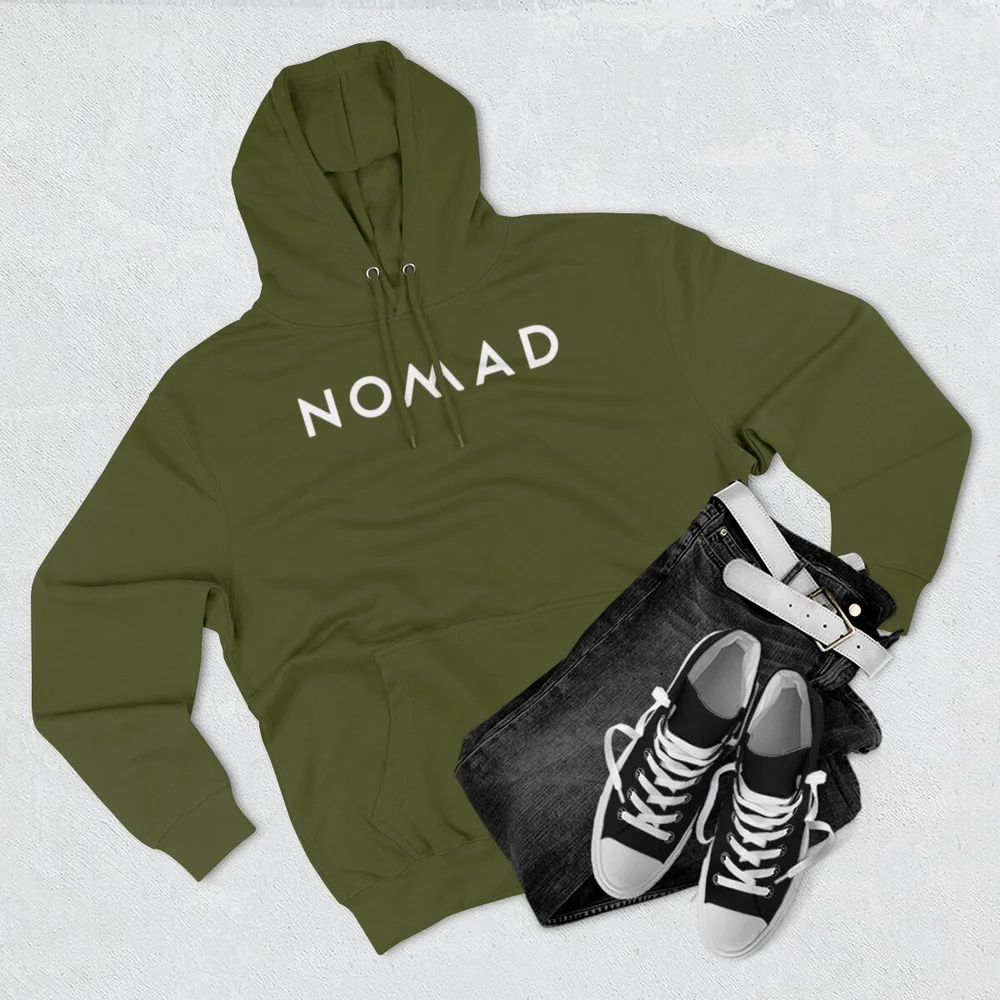 Nomad Hoodie White logo Nomad Church Collective