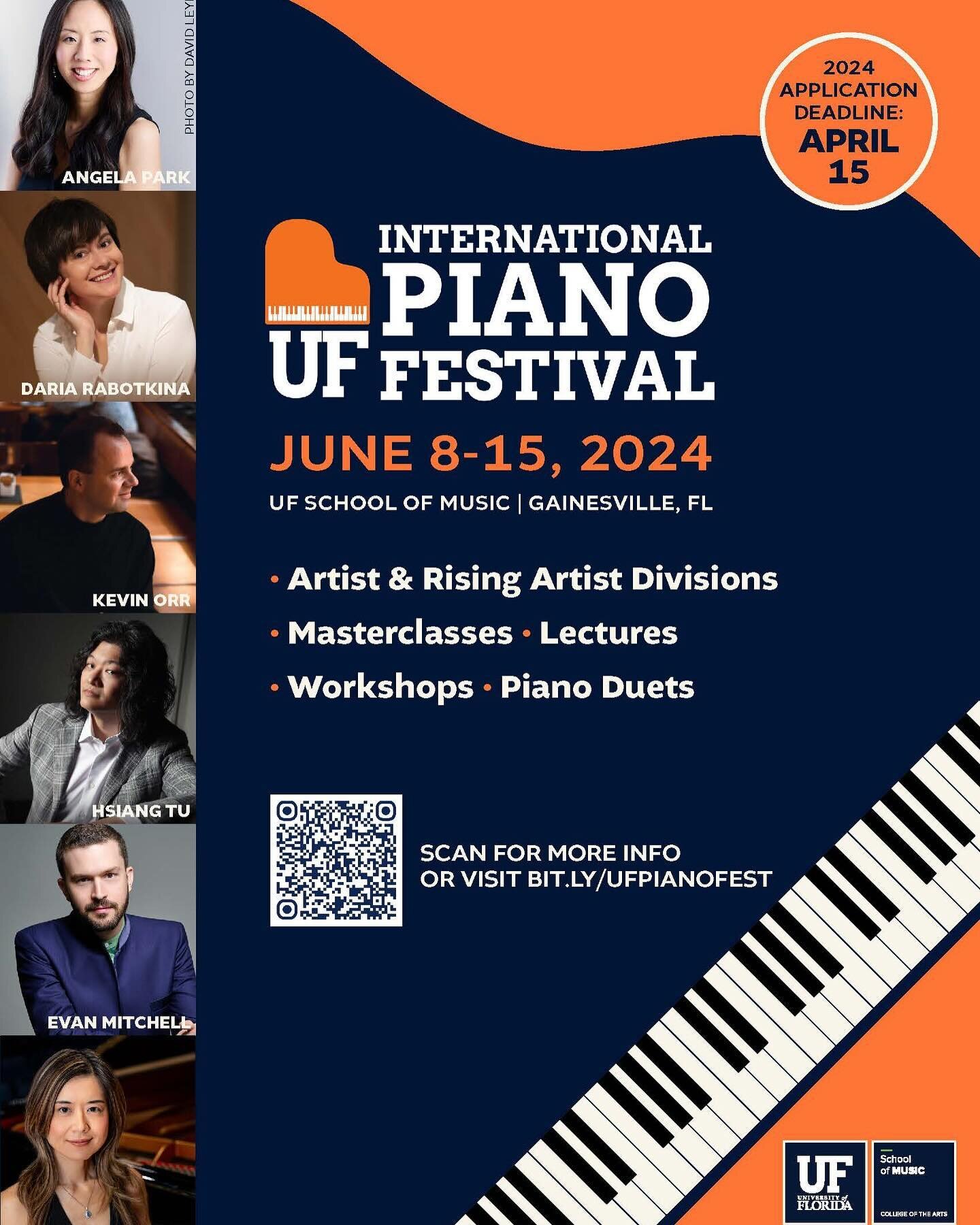 Apply by April 15!! #pianofestival #summermusicfestival #uflorida #gainesville #ufcota #ufsom #summerfestival #piano