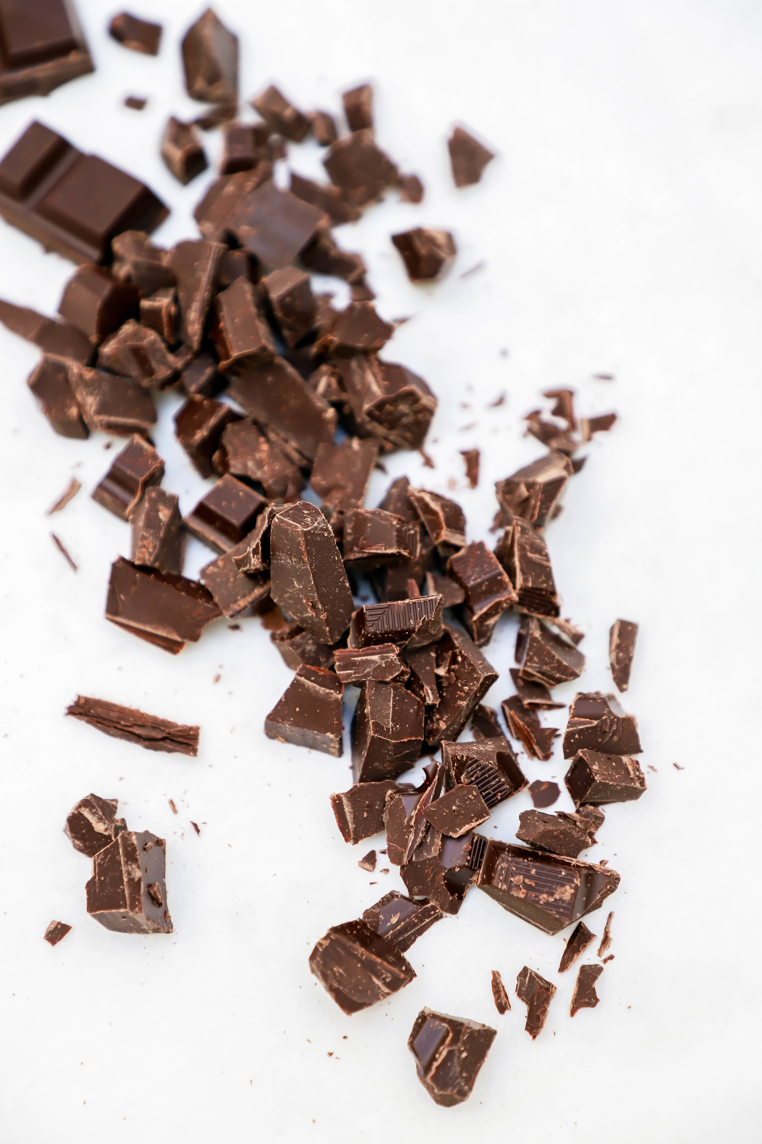 Bittersweet chocolate bar cut into chunks for the vegan and gluten-free chocolate chip cookies