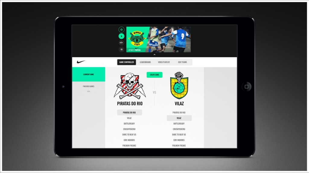 Event managers could create teams and set up matches