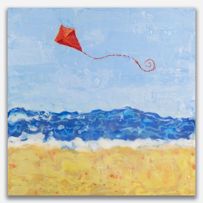 Orange Kite Encaustic