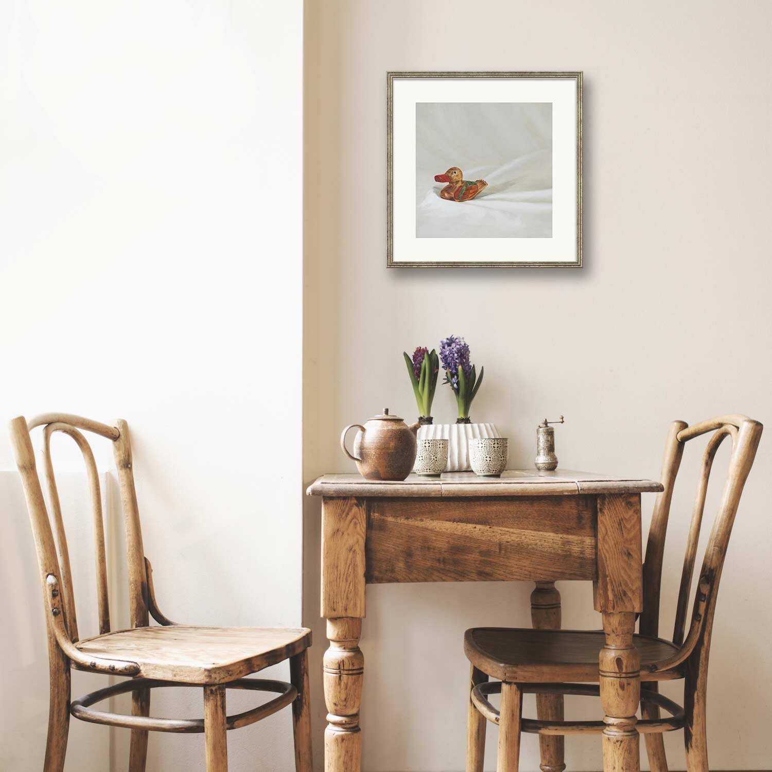 Duck Out of Water Print Example Framed in a Room