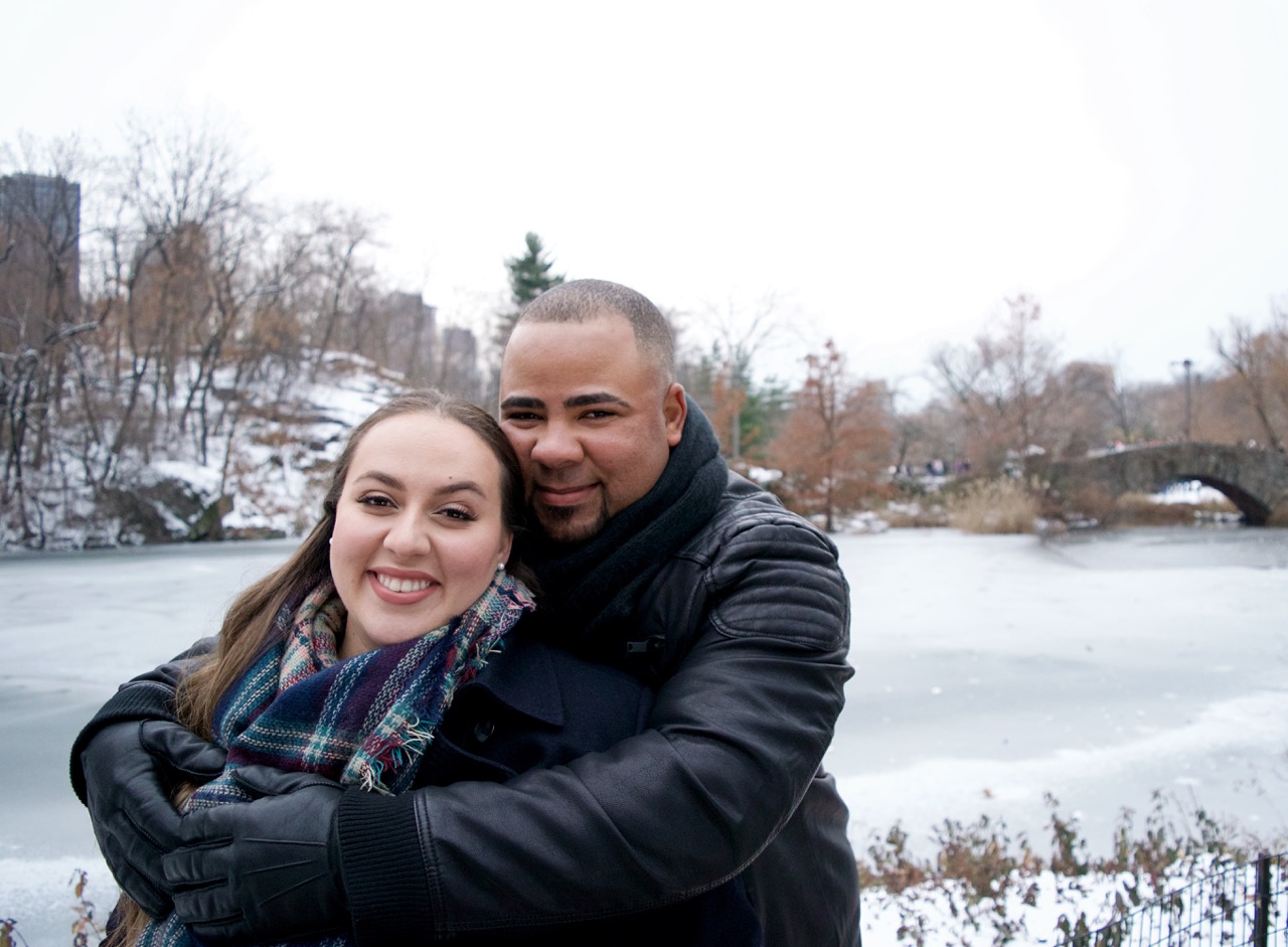  Married Couples Winter Engagement Session Photography Central Park Gapstow Bridge&nbsp;, catholic photographer 