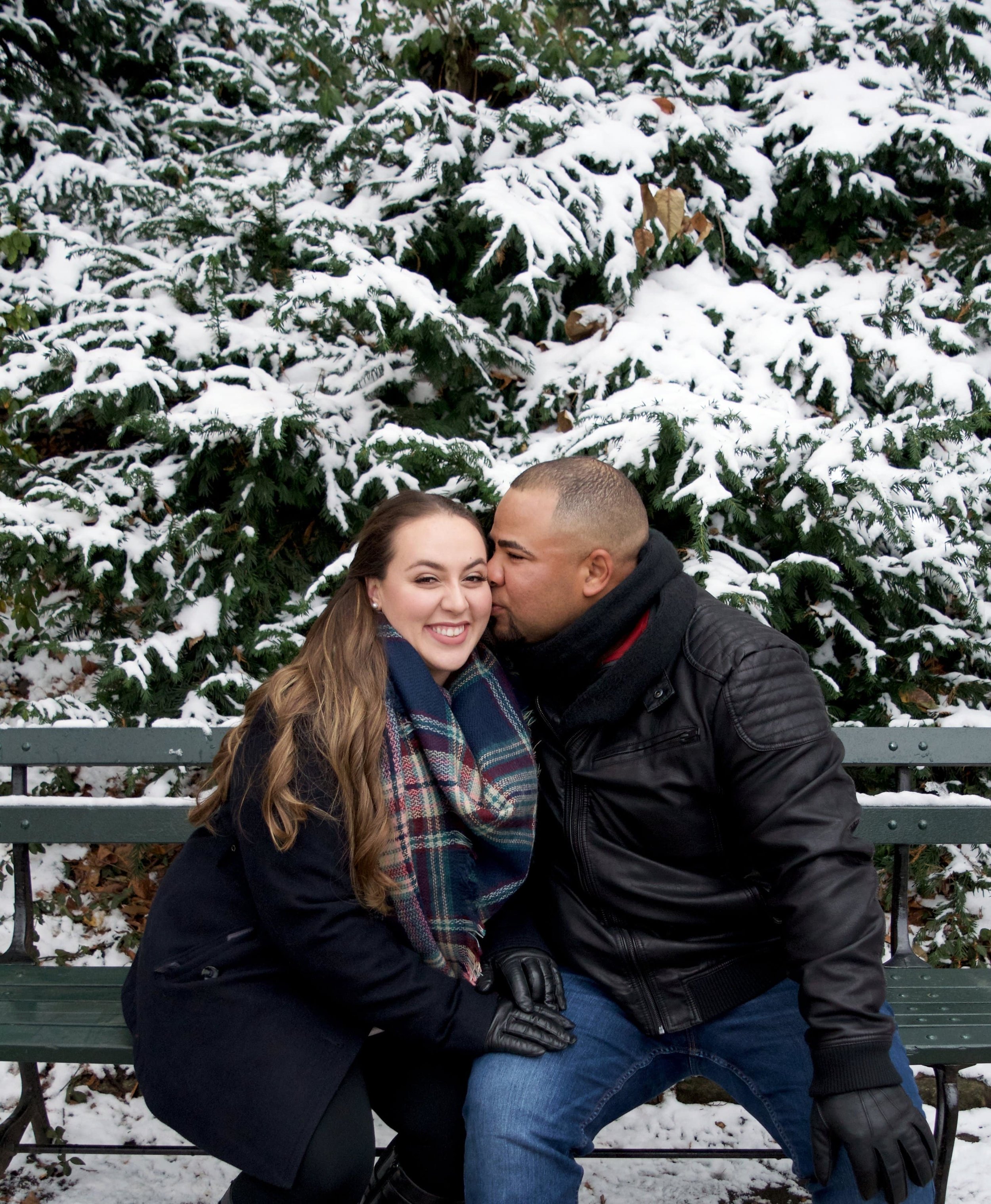  Married Couples Winter Engagement Session Photography Central Park Gapstow Bridge  