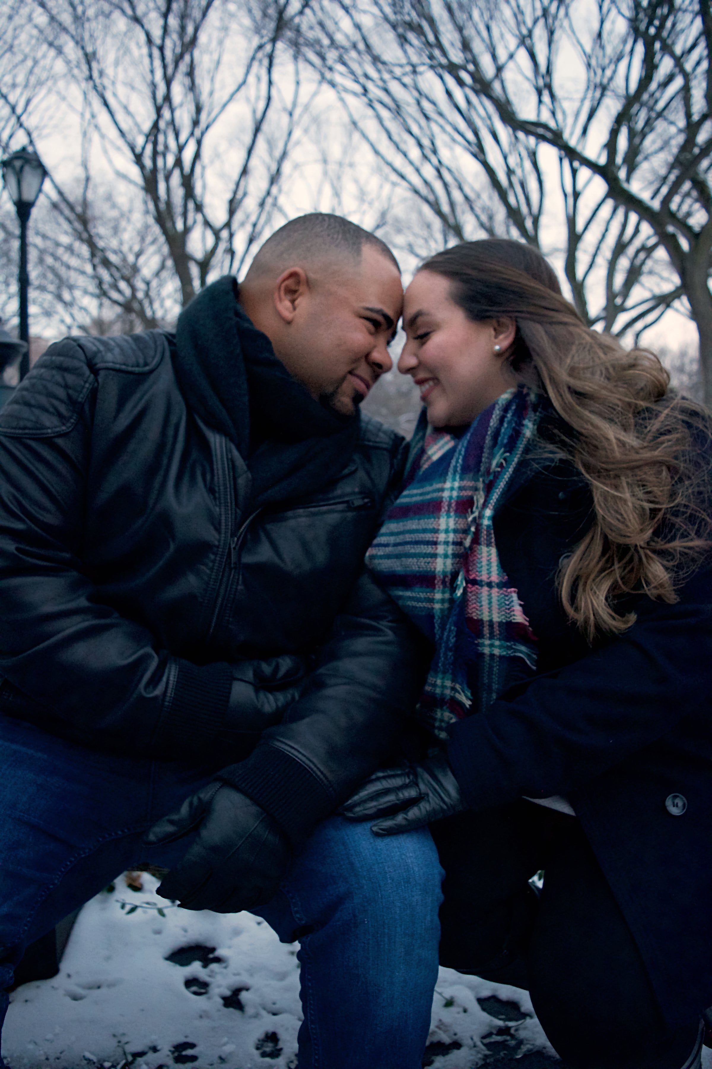 Married Couples Winter Engagement Session Photography Central Park Gapstow Bridge Literary Walk 