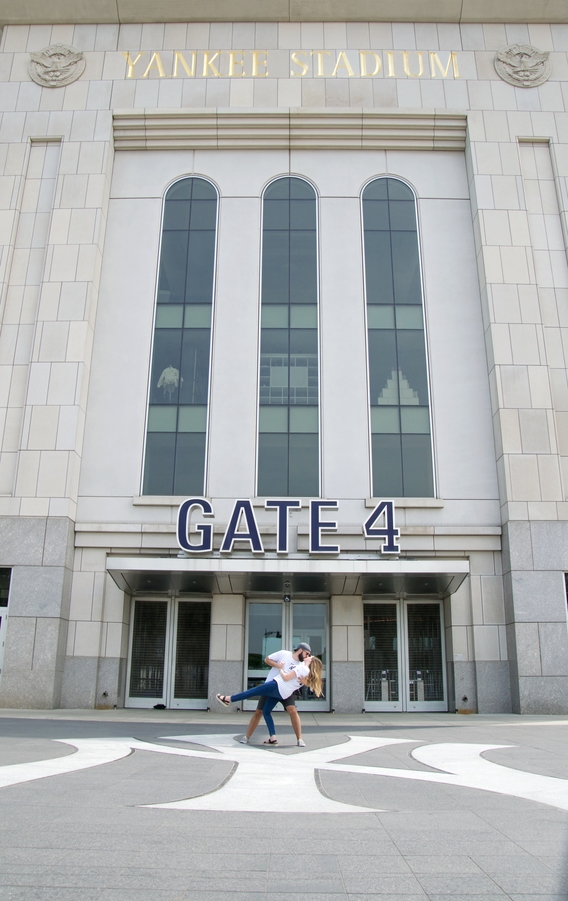surprise proposal yankee stadium new york engagement photographer