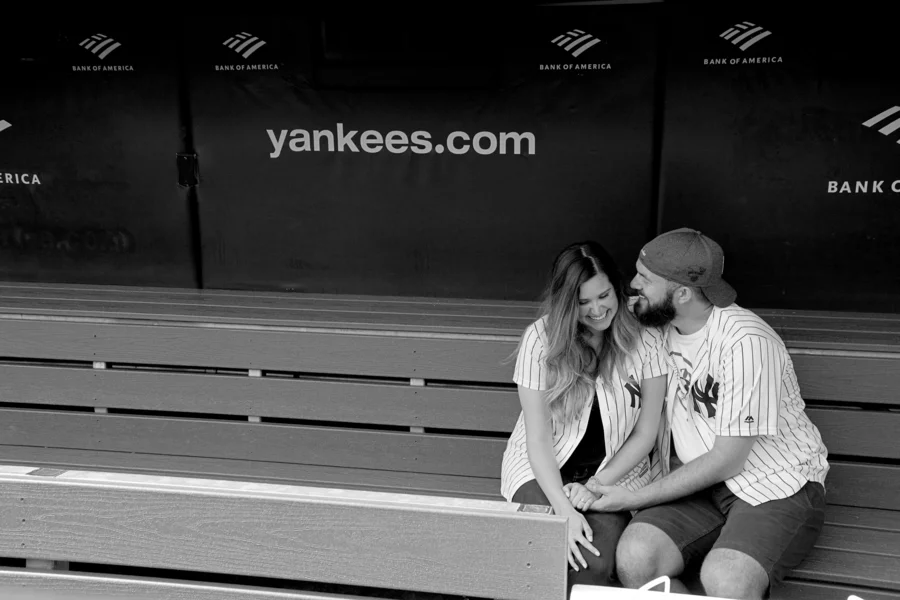 surprise proposal yankee stadium new york engagement photographer