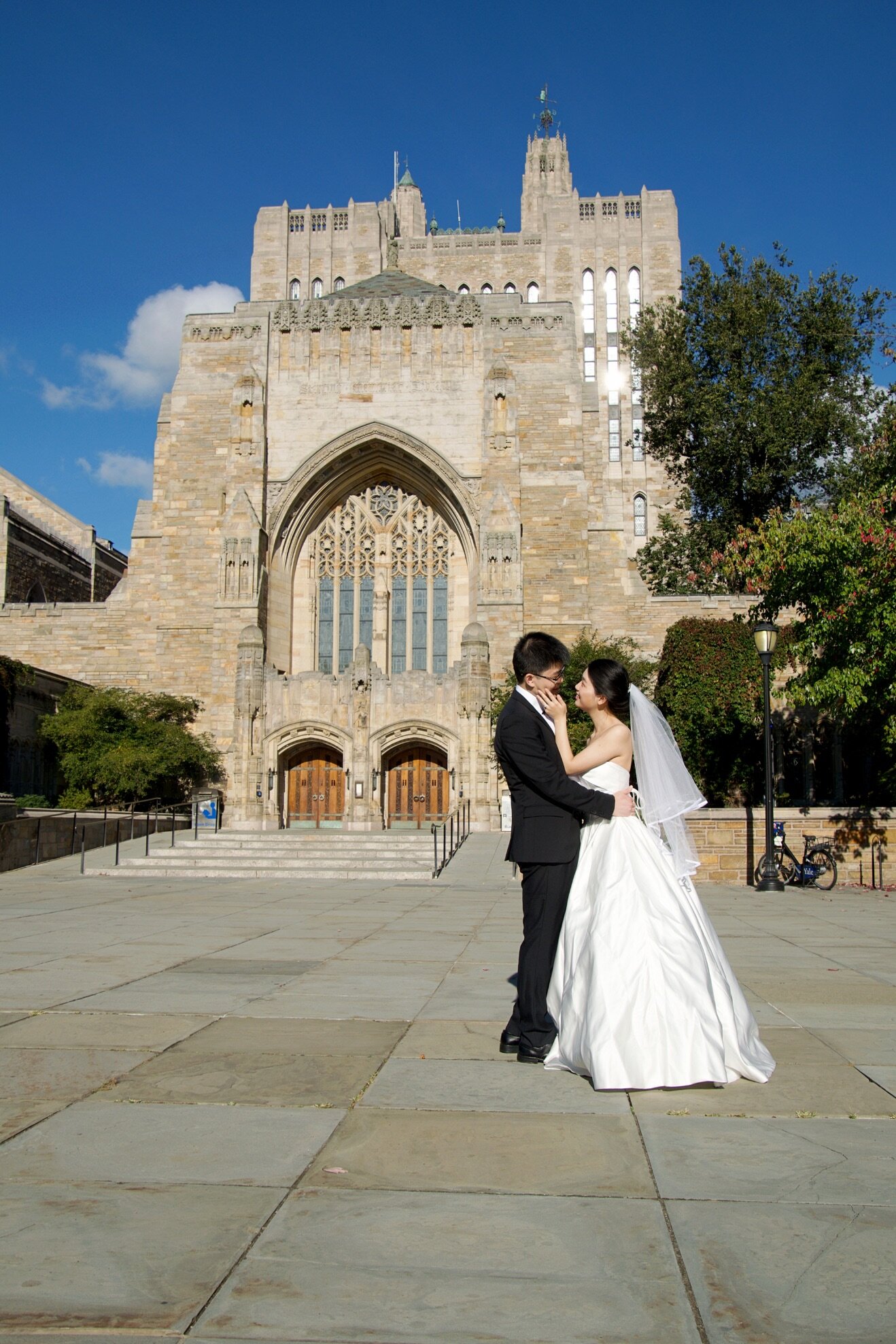  Yale University Bride and Groom Wedding portrait photographer 