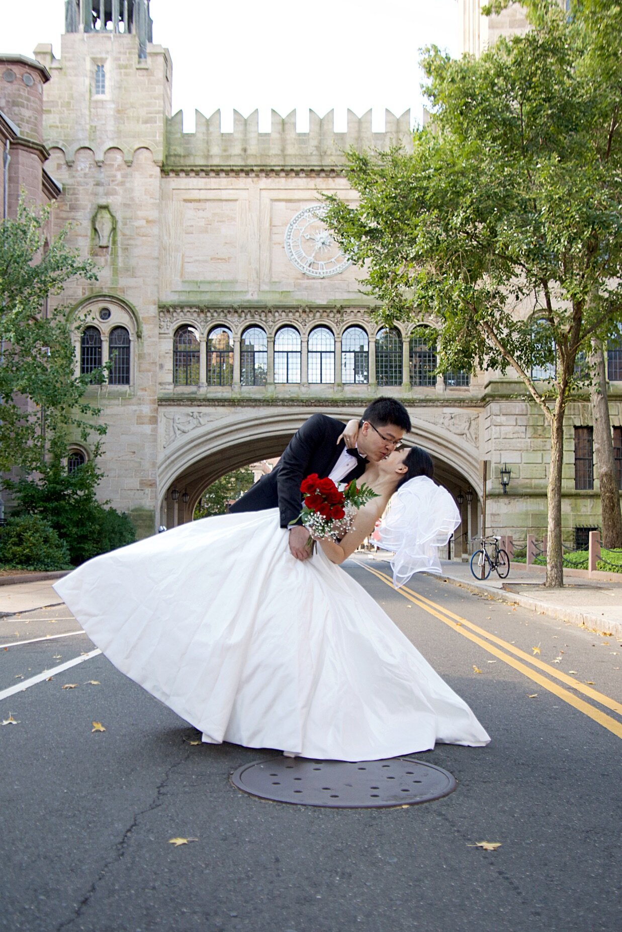  Yale University Bride and Groom Wedding portrait photographer 