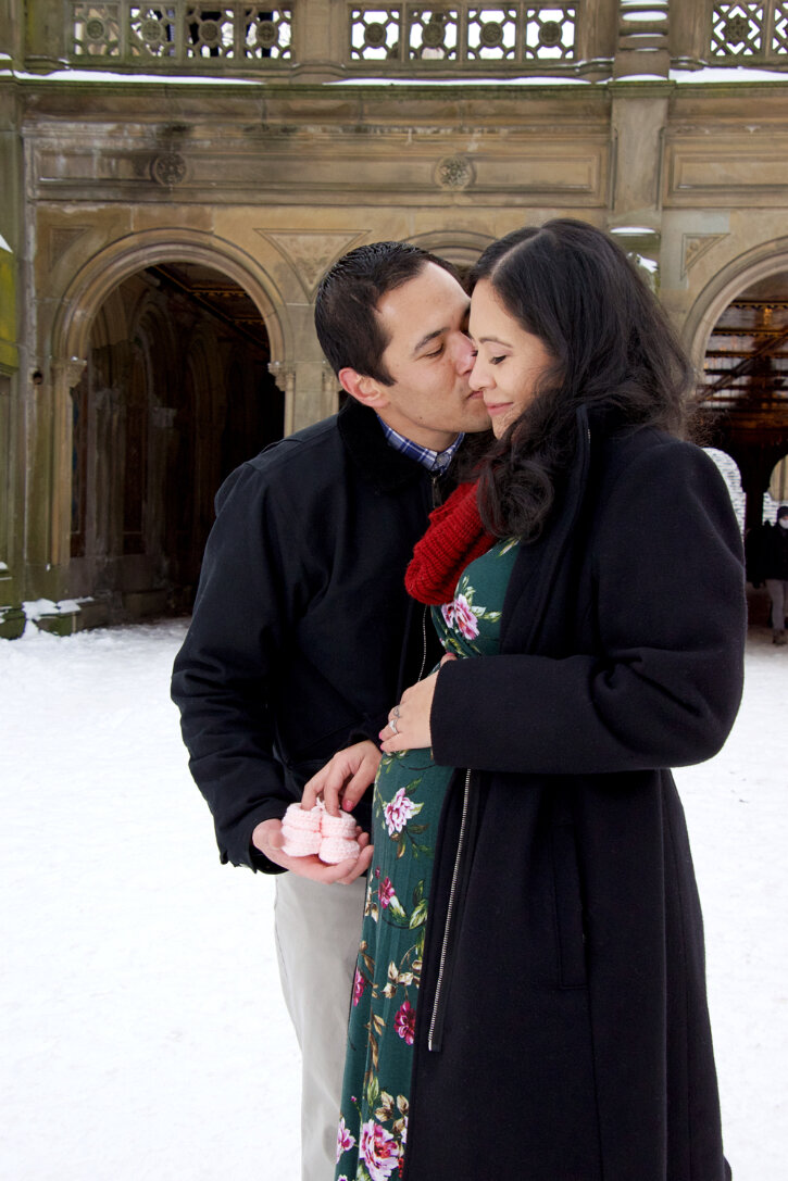  Pink baby shoes, Winter Maternity photography, Central Park New York, Catholic Photographer 