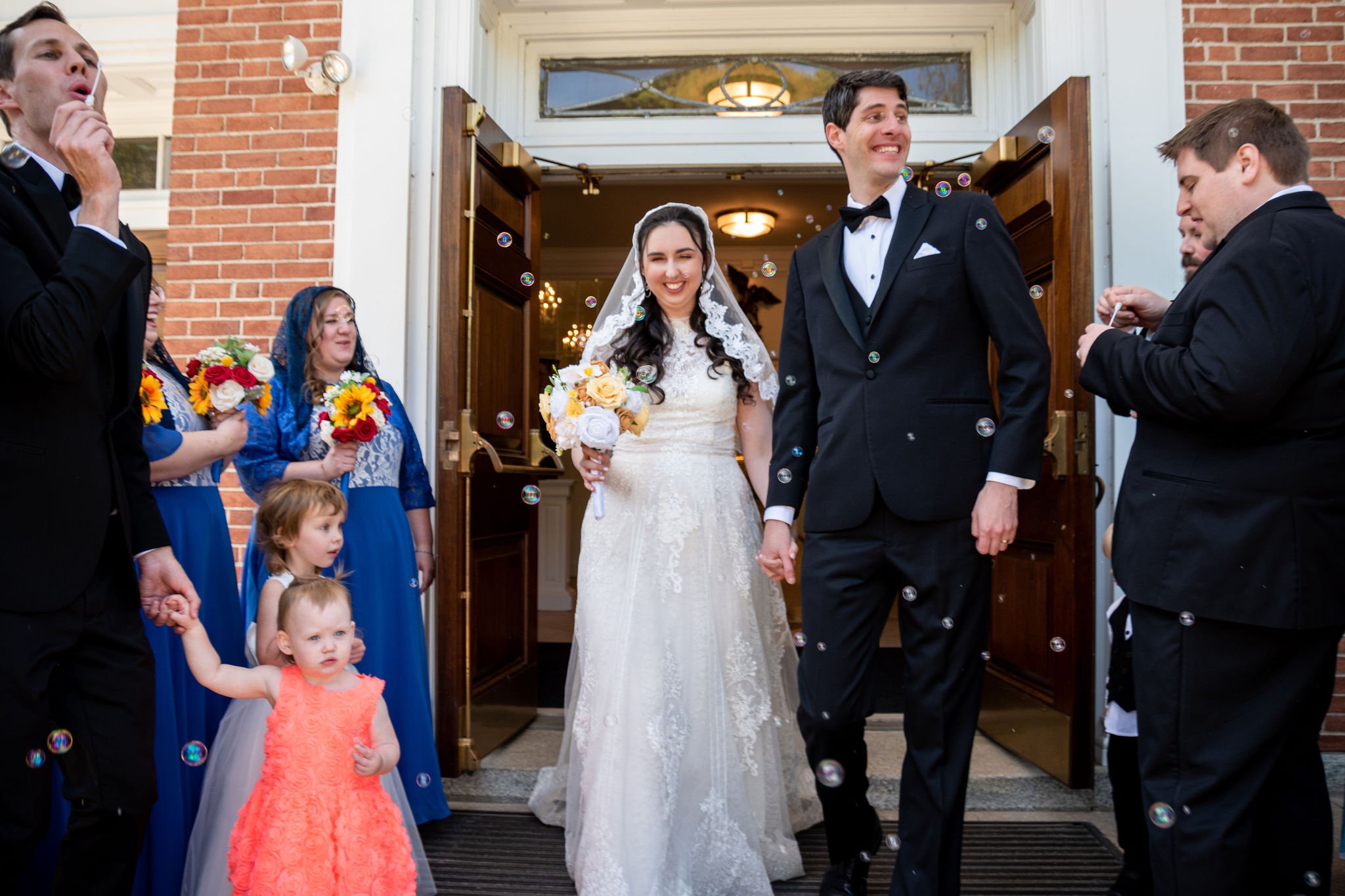 Ceremony exit shot catholic wedding mass