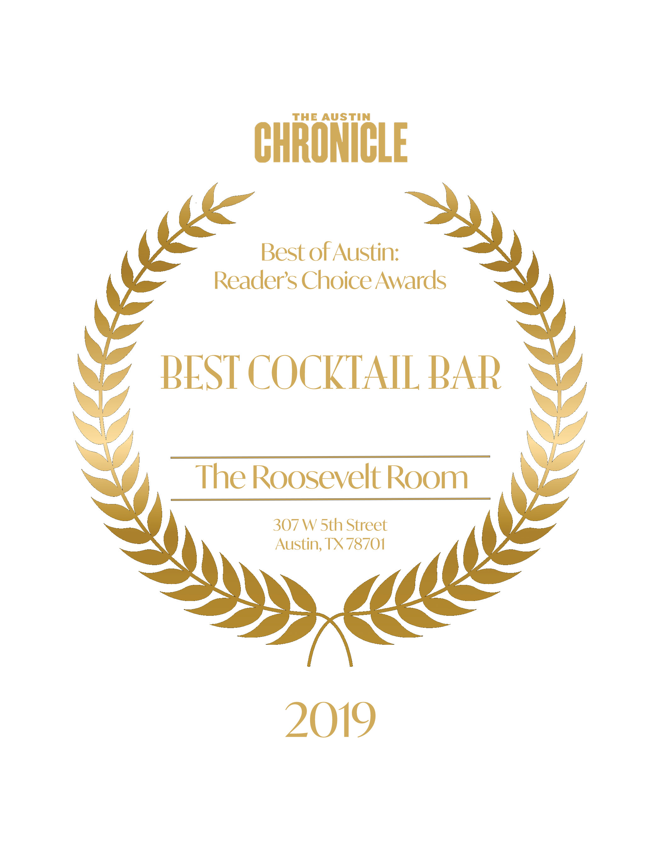 Austin Chronicle Best Cocktail Bar 2019 Plaque 7x9 (No Background).png