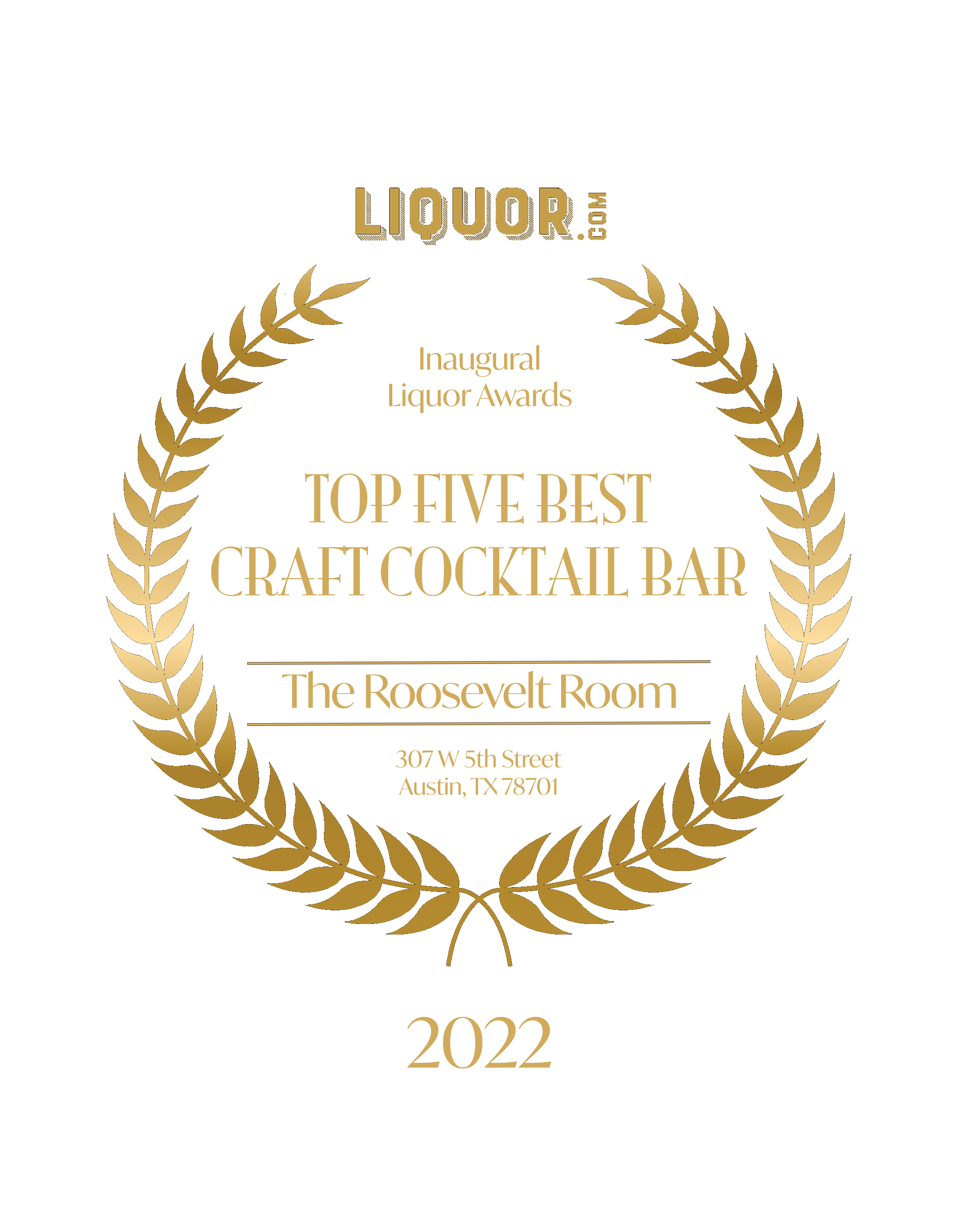 Liquor.com Top Five Best Cocktail Bar 2022 Plaque 7x9 (No Background).png