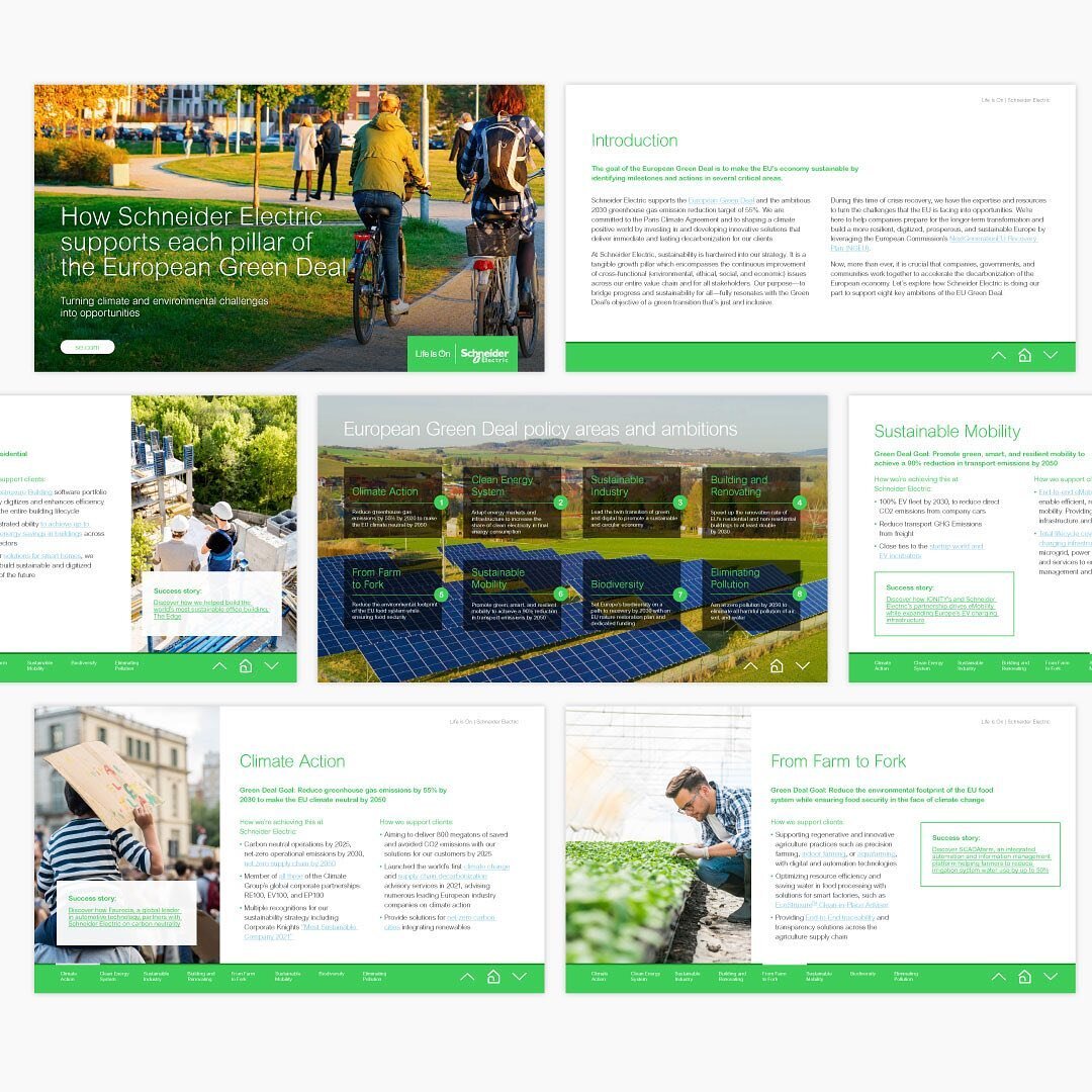 Work on an eBook for @schneiderelectric on how they will support each pillar of the European Green Deal. #ebook #eguide #digialdesign #report #reportdesign #greennewdeal #schneiderelectric #renewableenergy #renewables