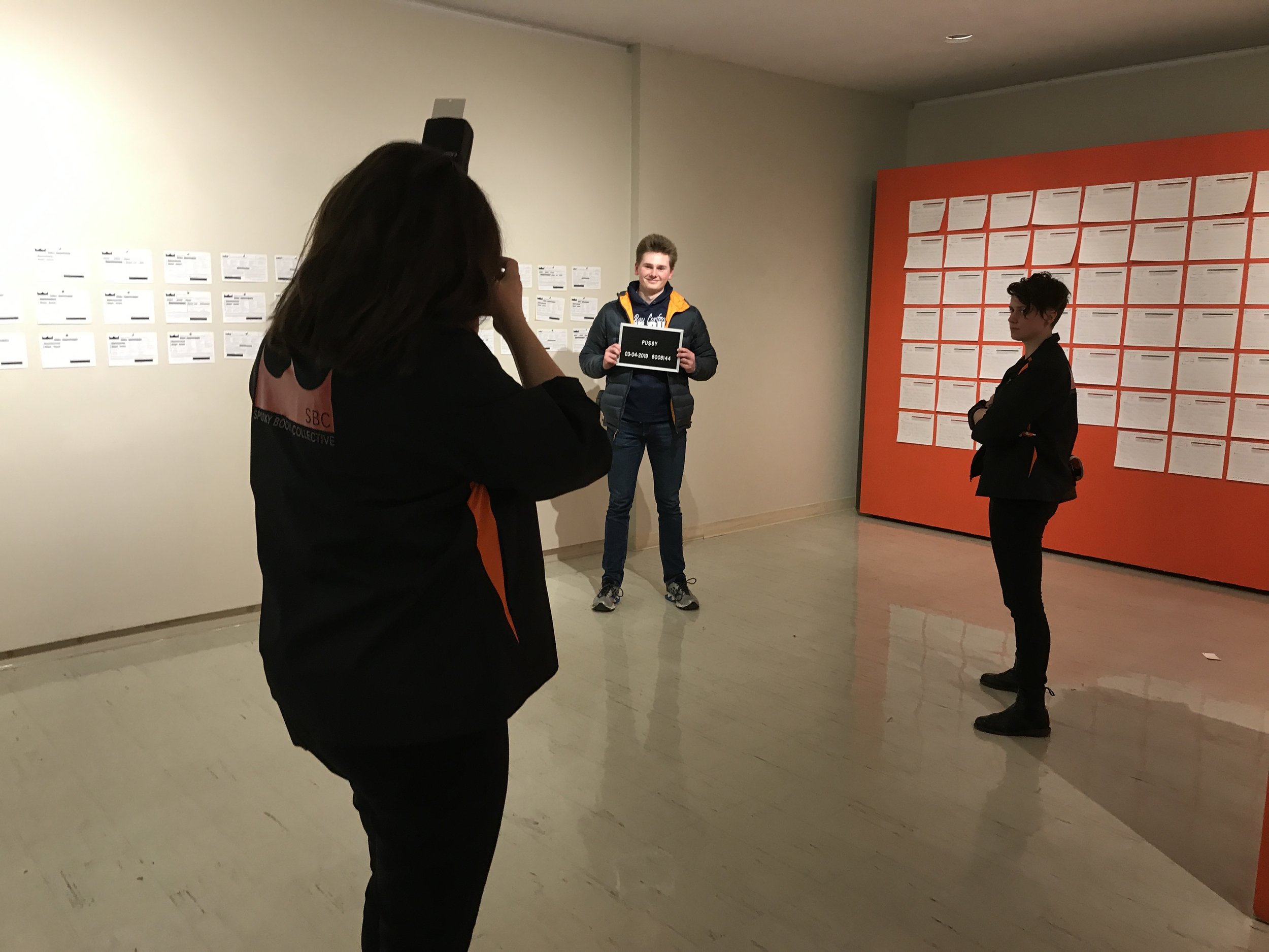  Documentation of performance during our solo exhibition  The Pervasive Curse  at the University of Wisconsin-Whitewater’s Crossman Gallery in Spring 2019. 