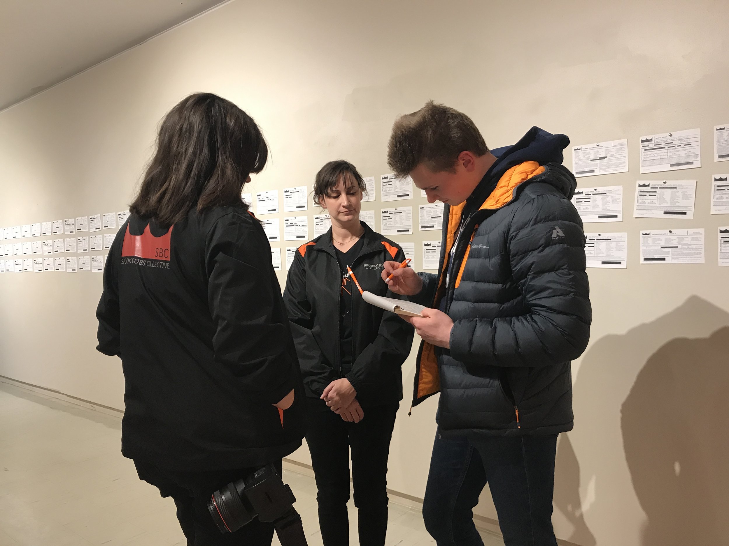  Documentation of performance during our solo exhibition  The Pervasive Curse  at the University of Wisconsin-Whitewater’s Crossman Gallery in Spring 2019. 