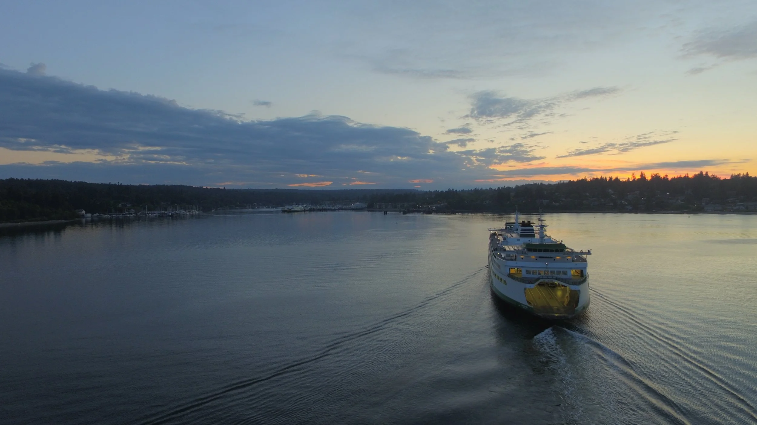 Washington State Ferry pulling into Eagle Harbor