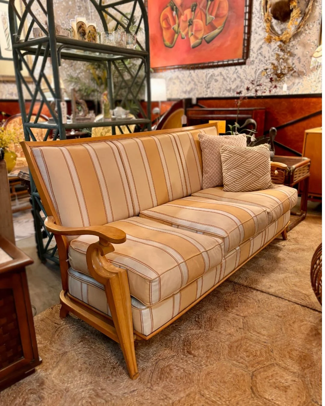Floor 13_New Orleans_Furniture_Vintage_Antique_Mid Century Modern_Down_Stripe_Settee_01.jpg