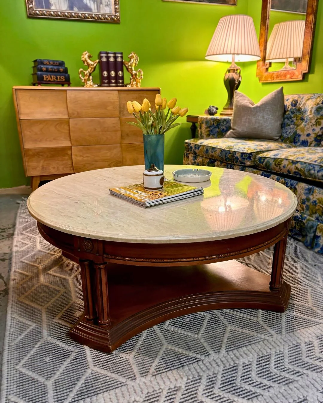 Floor 13_New Orleans_Furniture_Antique_Vintage_Mid Century Modern_Faux Marble_Round_Wood_Coffee_Table_01.jpg