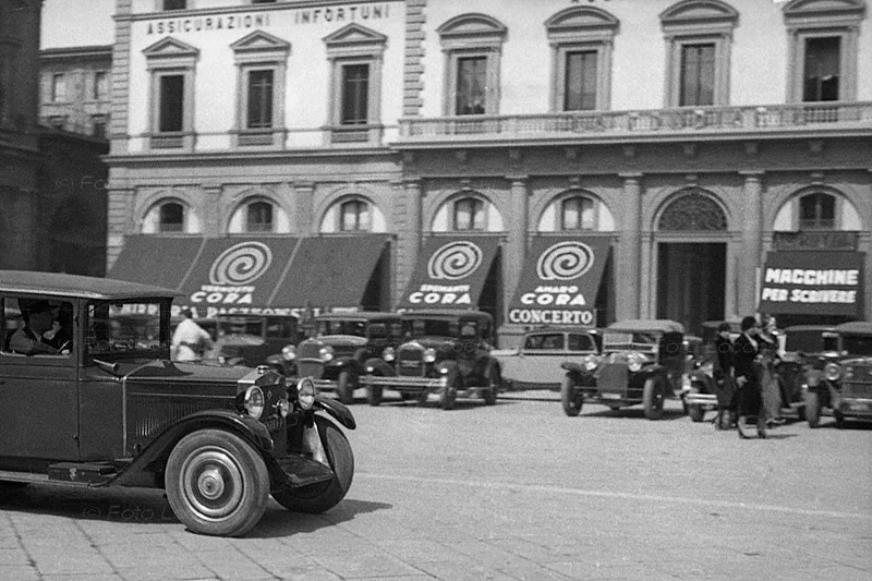 Piazza della Repubblica, Firenze, in a vintage image