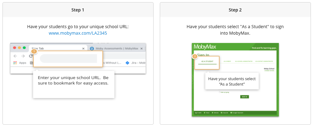 MobyMax Login Instructions