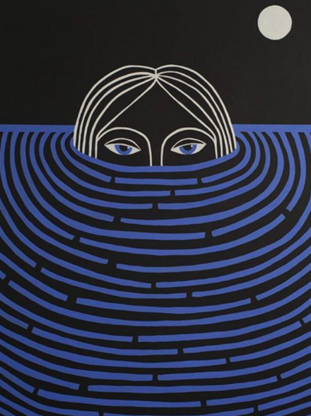 Lunar Water Watcher (2016, Acrylic on wood)