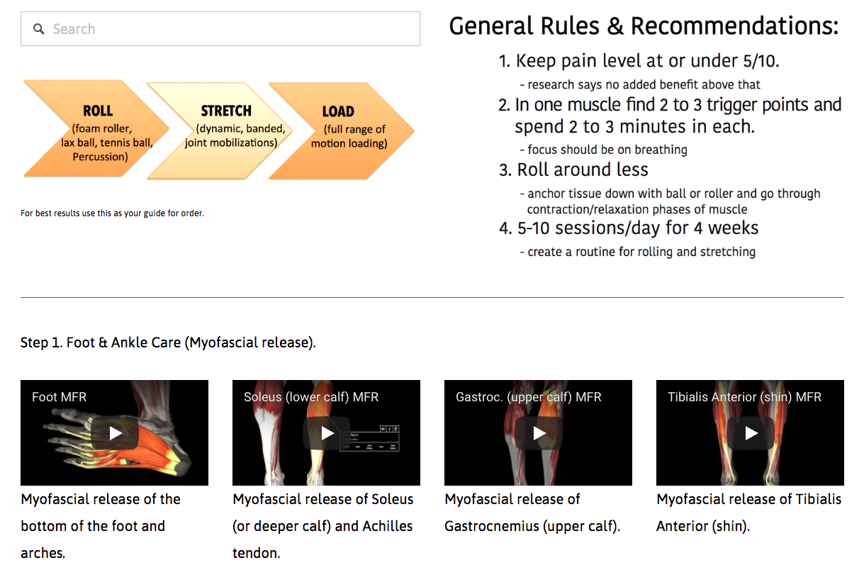 Example of what the members page with correctives and exercises will look like.