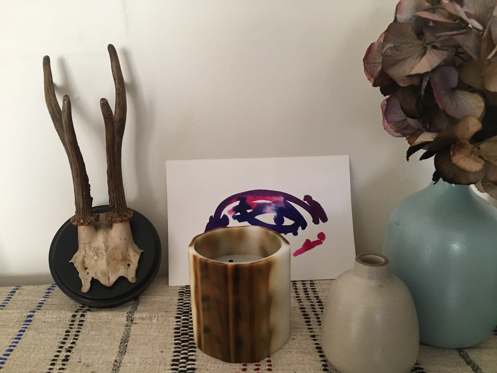 A gift sent to a friend, who shared her still life gathering of objects in a photo.