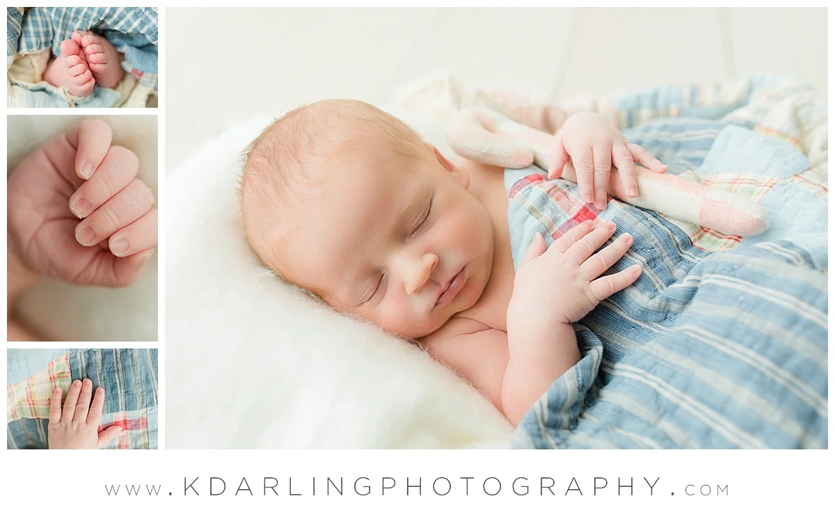 Newborn baby boy sleeping with candy cane